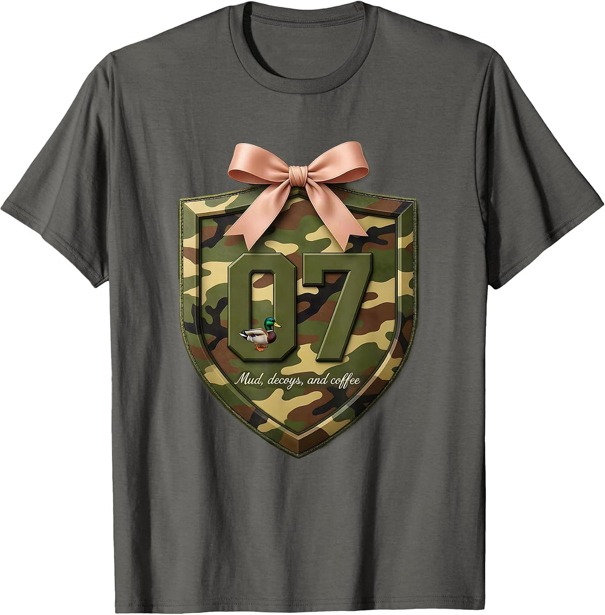 Men's Mud Decoys and Coffee Duck Camo Design T-Shirt - Asphalt Grey