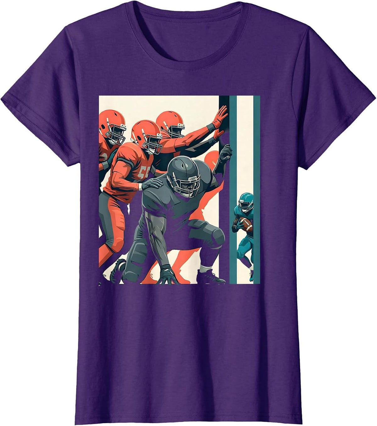 Women's Offensive Lineman Running Lane Football Fan Humor T-Shirt - Purple
