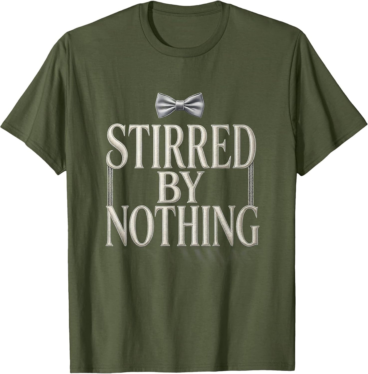 Stirred by Nothing Martini Cocktail Design T-Shirt - Olive Green