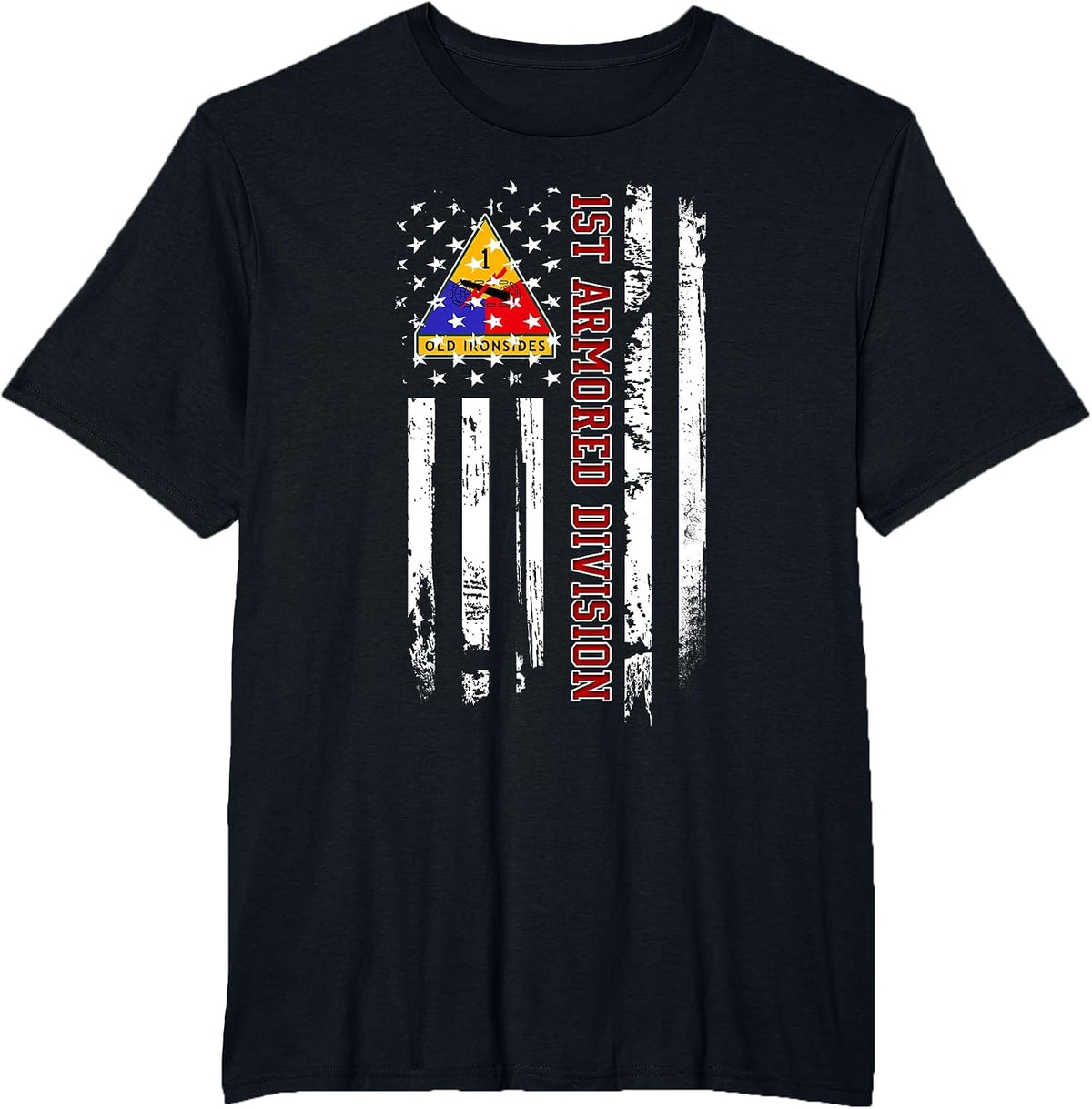 1st Armored Division American Flag Military Veteran Day Papa T-Shirt - Black