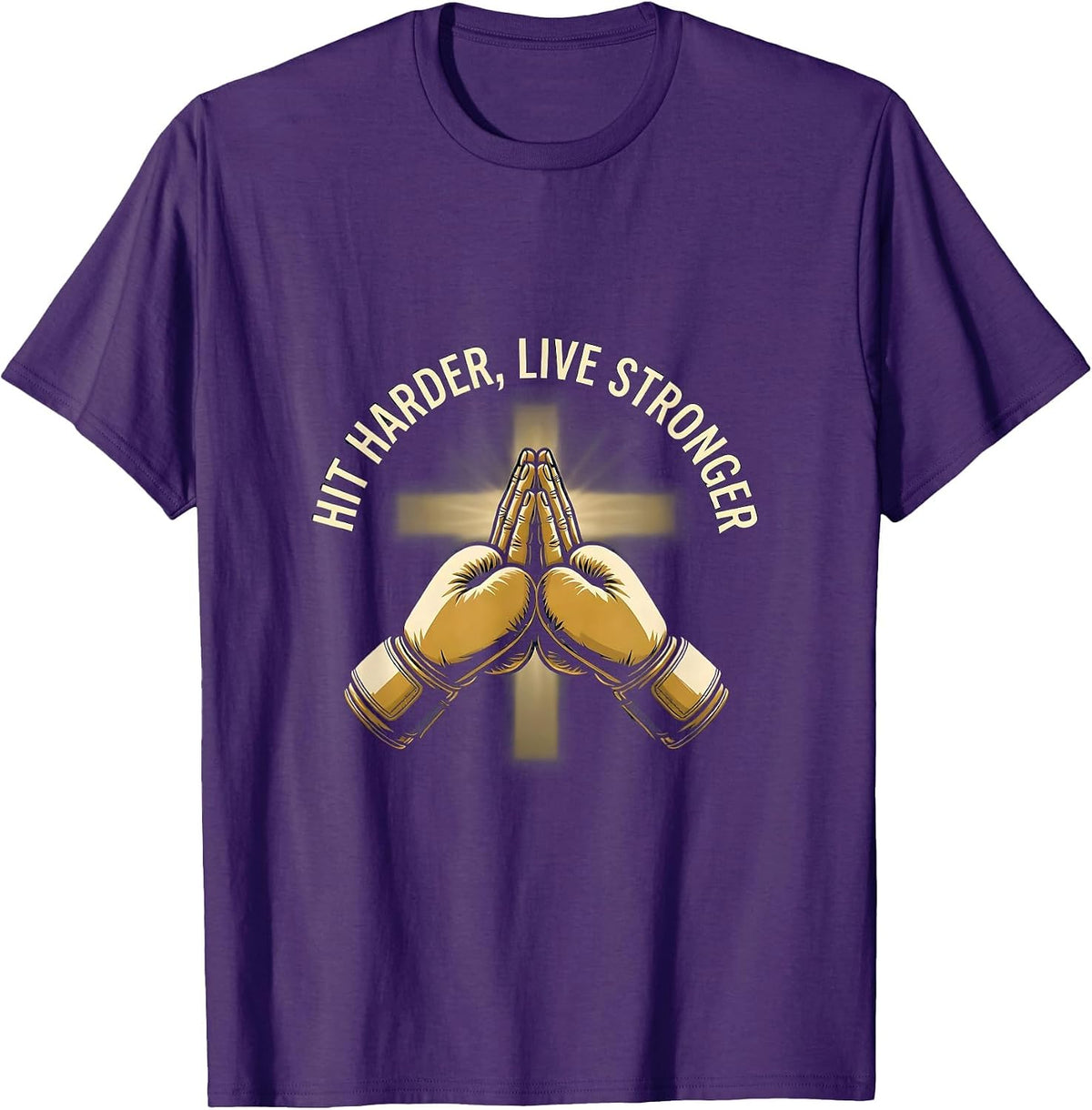 Hit Harder Live Stronger Boxing Graphic Design T-Shirt - Purple