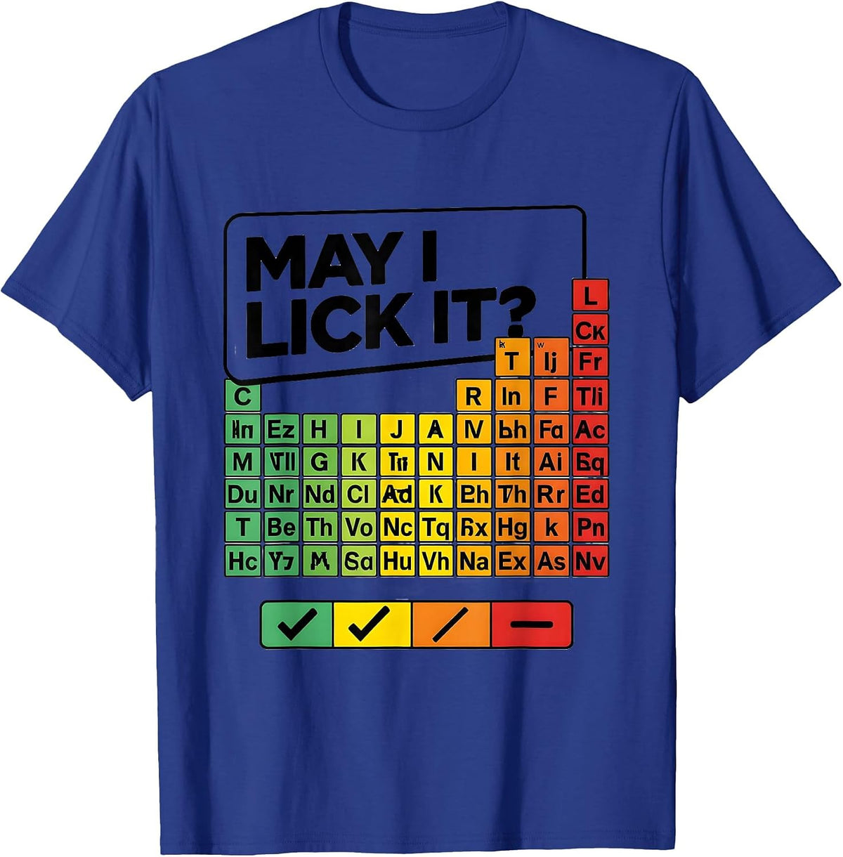 Men's May I Lick It Funny Periodic Table Science Teacher Humor T-Shirt - Royal Blue