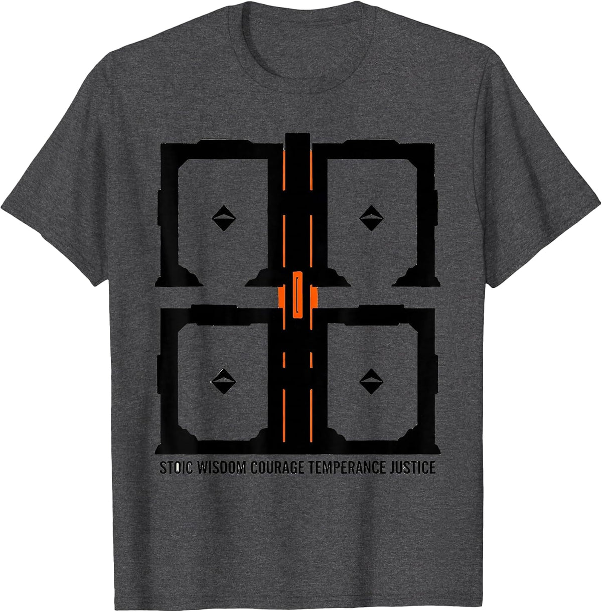 Stoic Wisdom Courage Temperance Justice Stoic T-Shirt - Dark Heather Grey