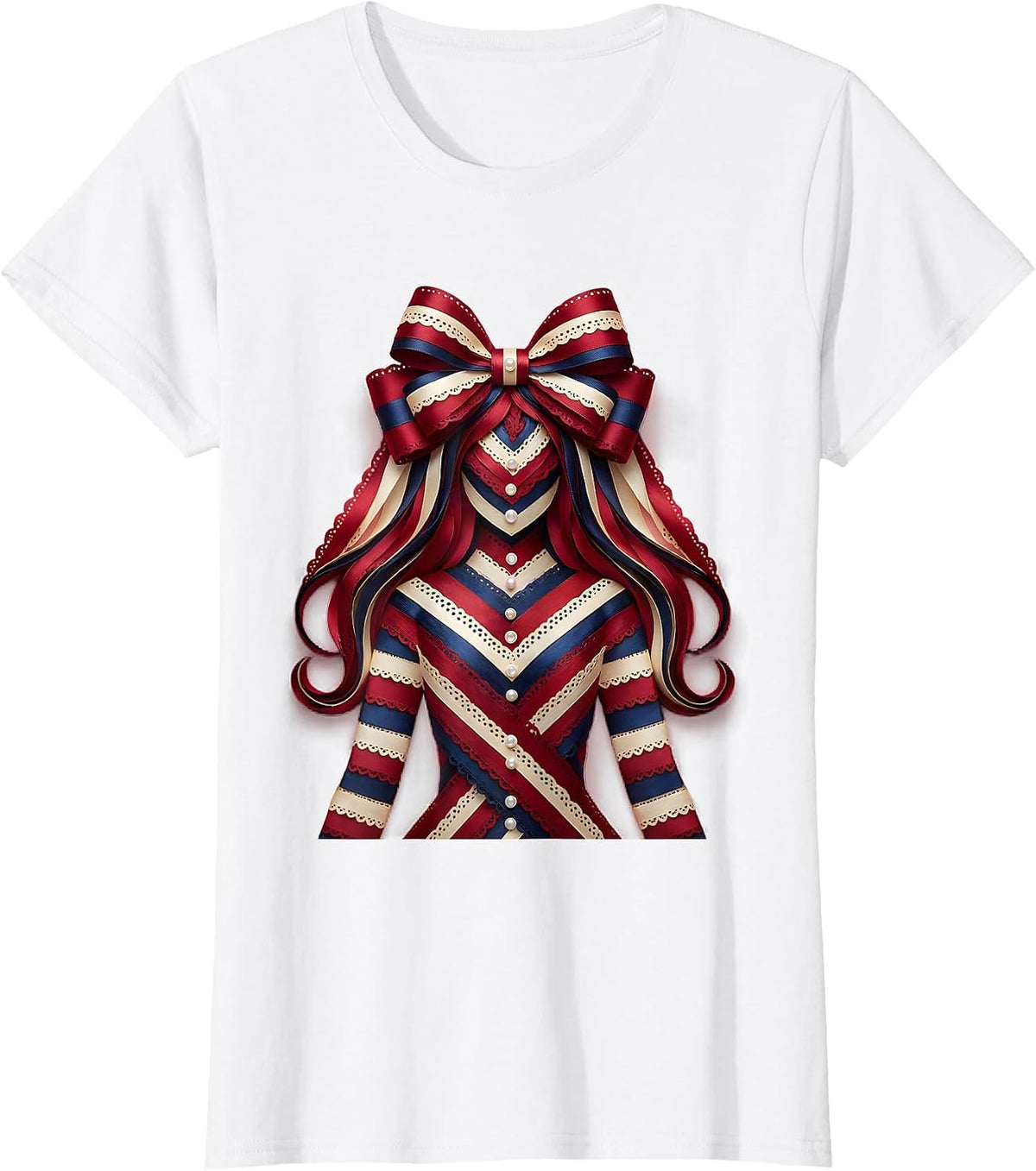 Silhouette Sunset Red White Blue Patriotic Design T-Shirt - White