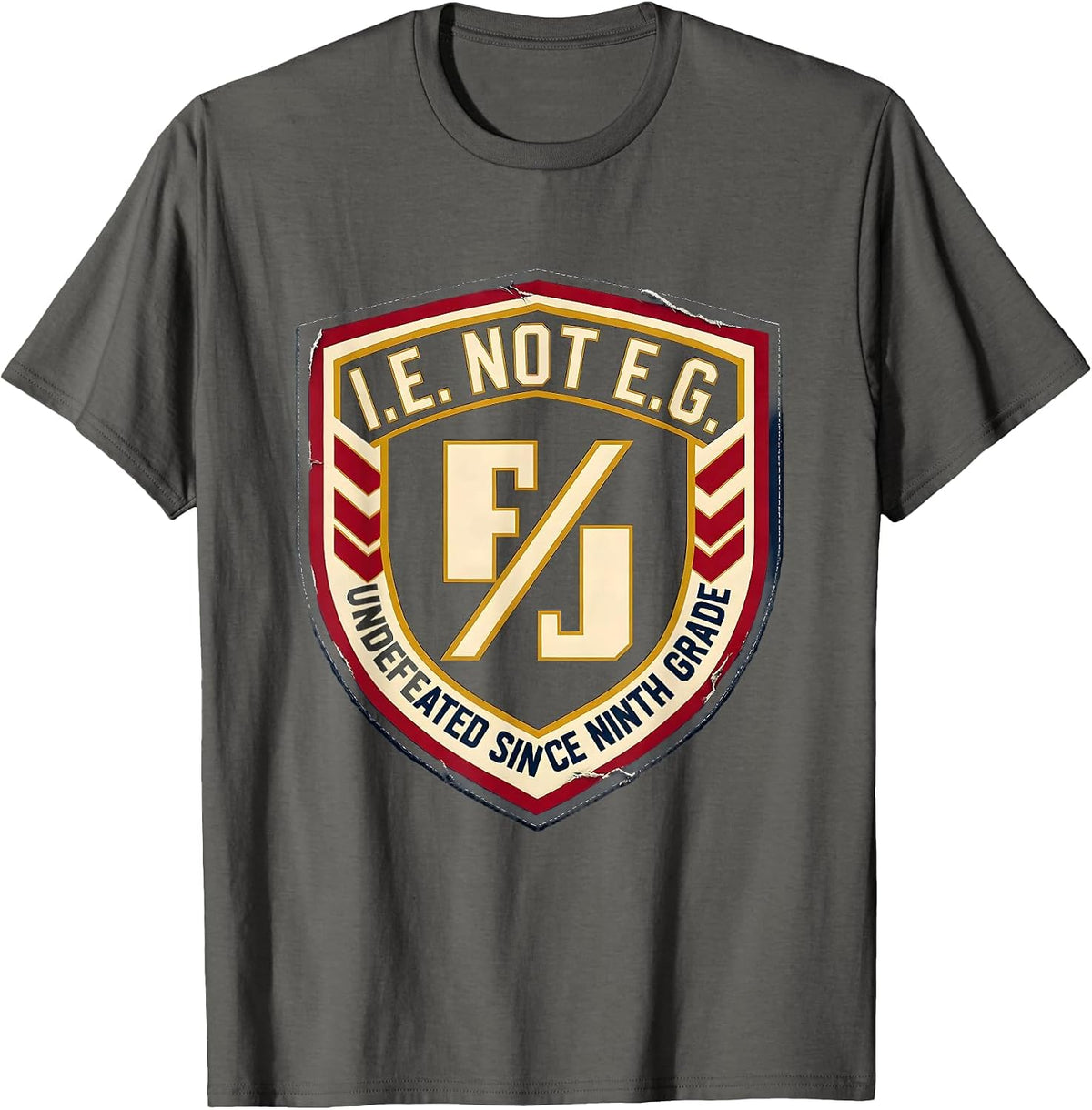 Men's I.E. Not E.G. Undefeated Since Ninth Grade Funny Grammar T-Shirt - Asphalt Grey