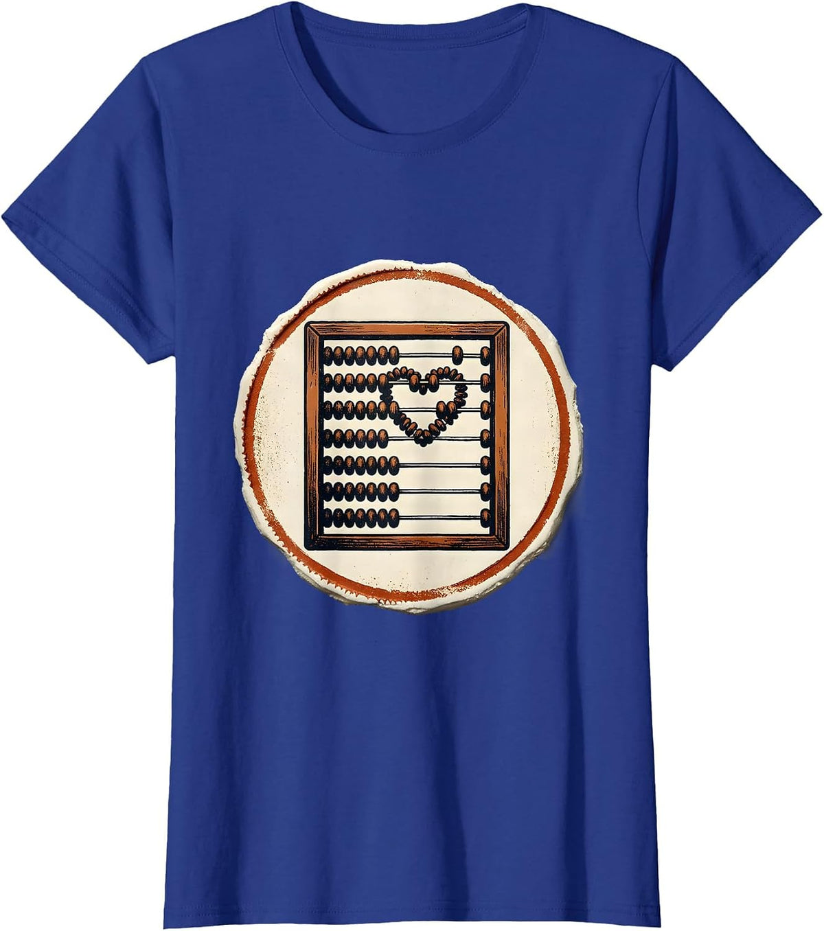 Women's Heart Abacus Stamp Teacher Valentine’s Day Humor T-Shirt - Royal Blue