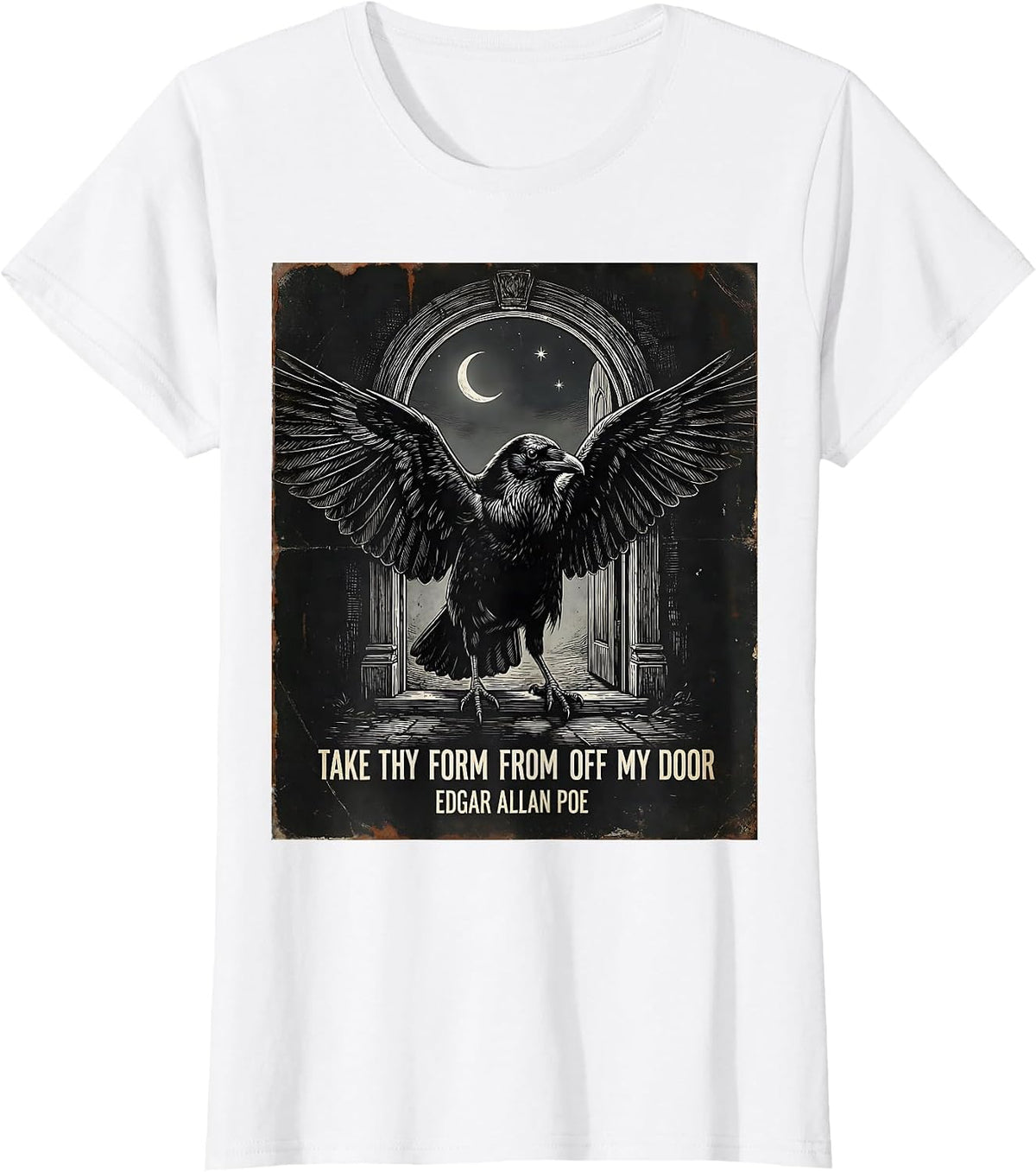 Take Thy Form From Off My Door Edgar Allan Poe Gothic T-Shirt - White