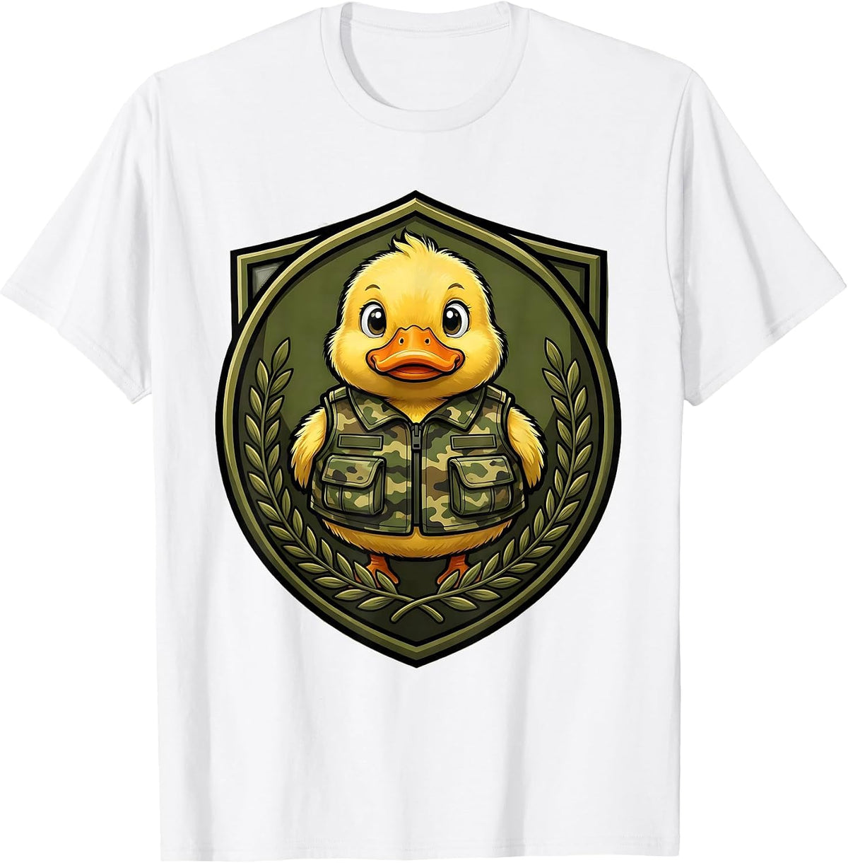 Men's Toddler Camo Baby Duck Tiny Vest Illustration T-Shirt - White
