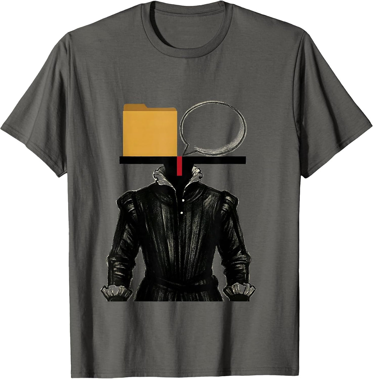 Ruff and Doublet Editorial Conceptual Shakespeare Humor T-Shirt - Asphalt Grey