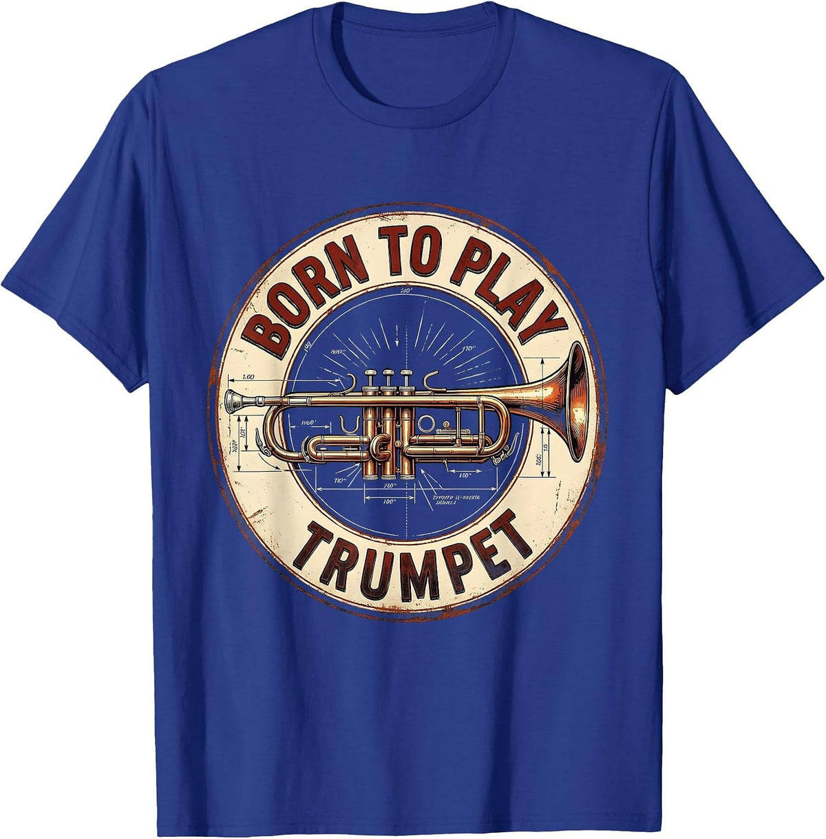 Born To Play Trumpet Vintage Trumpet Design T-Shirt - Royal Blue