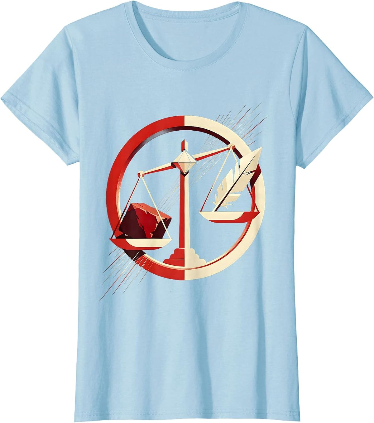 Women's Facts Over Feelings Balance Scale Graphic T-Shirt - Baby Blue