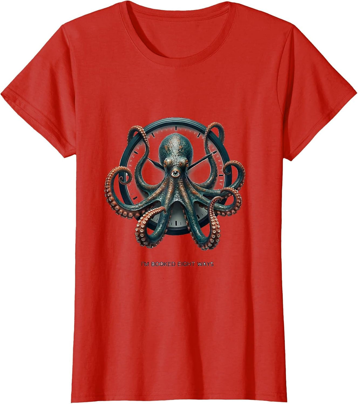 Women's I'm Booked Eight Ways Vintage Octopus Marine Biology Fan T-Shirt - Red