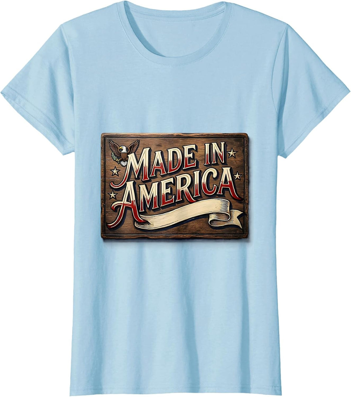 Made in America Patriotic Pride Design T-Shirt - Baby Blue