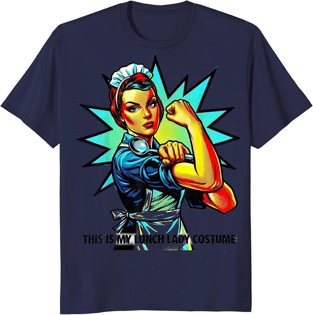 Men's This Is My Lunch Lady Costume Funny Halloween School Staff T-Shirt - Navy Blue