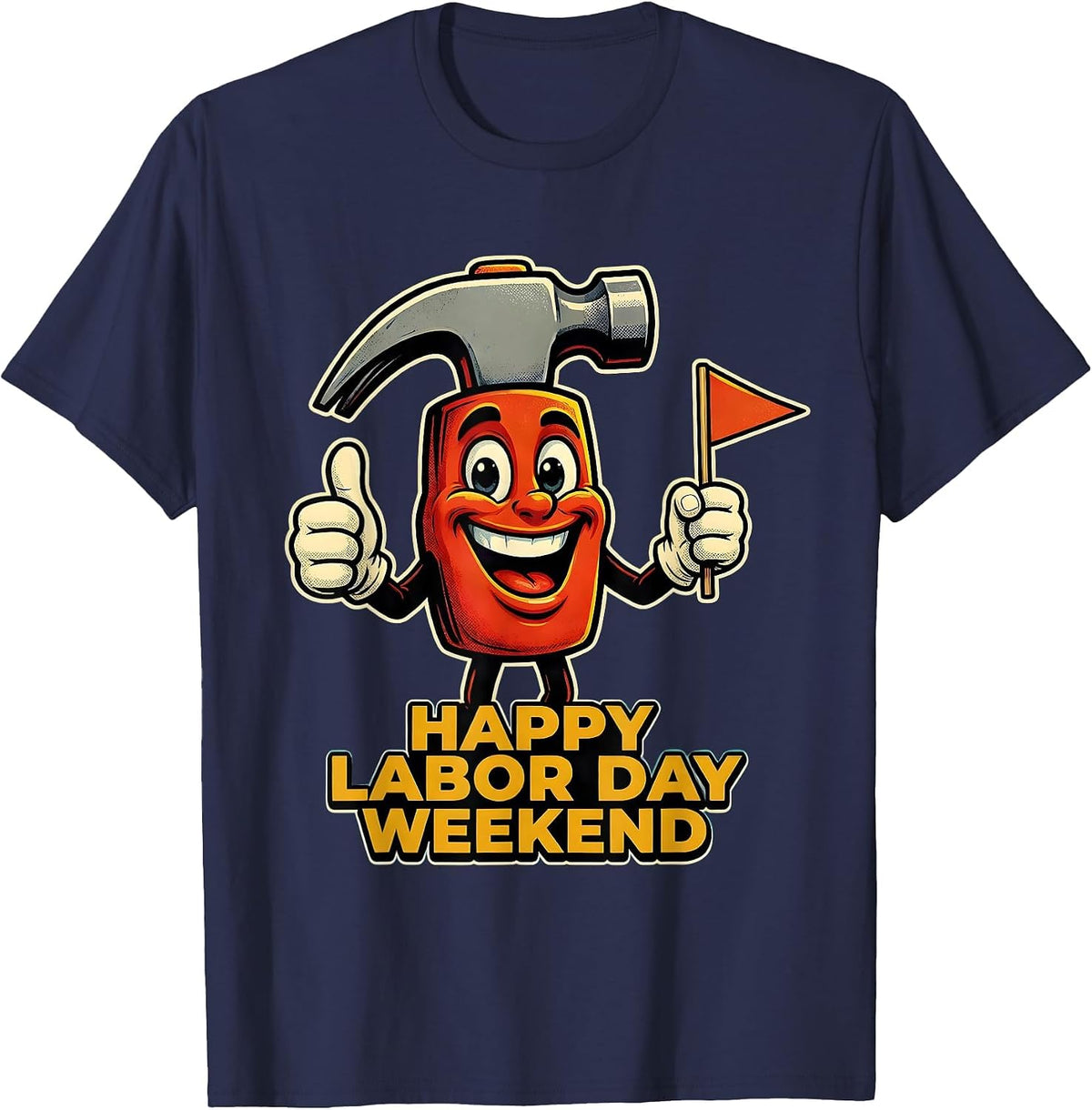 Men's Happy Labor Day Weekend Graphic Design T-Shirt - Navy Blue