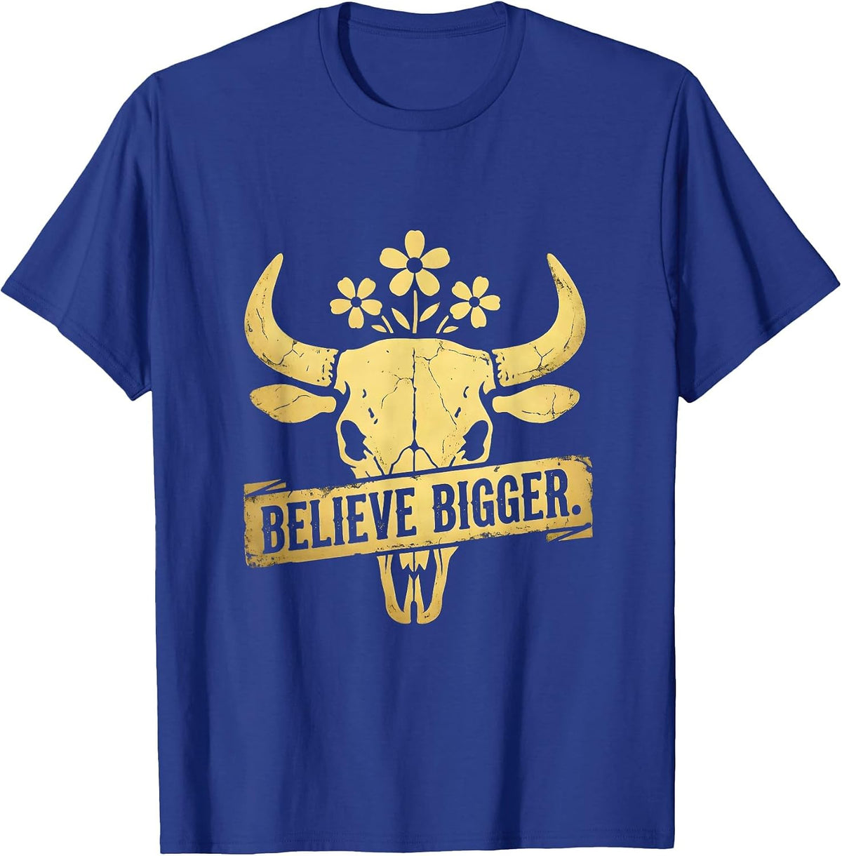 Believe Bigger Faith Over Fear Inspirational Design T-Shirt - Royal Blue