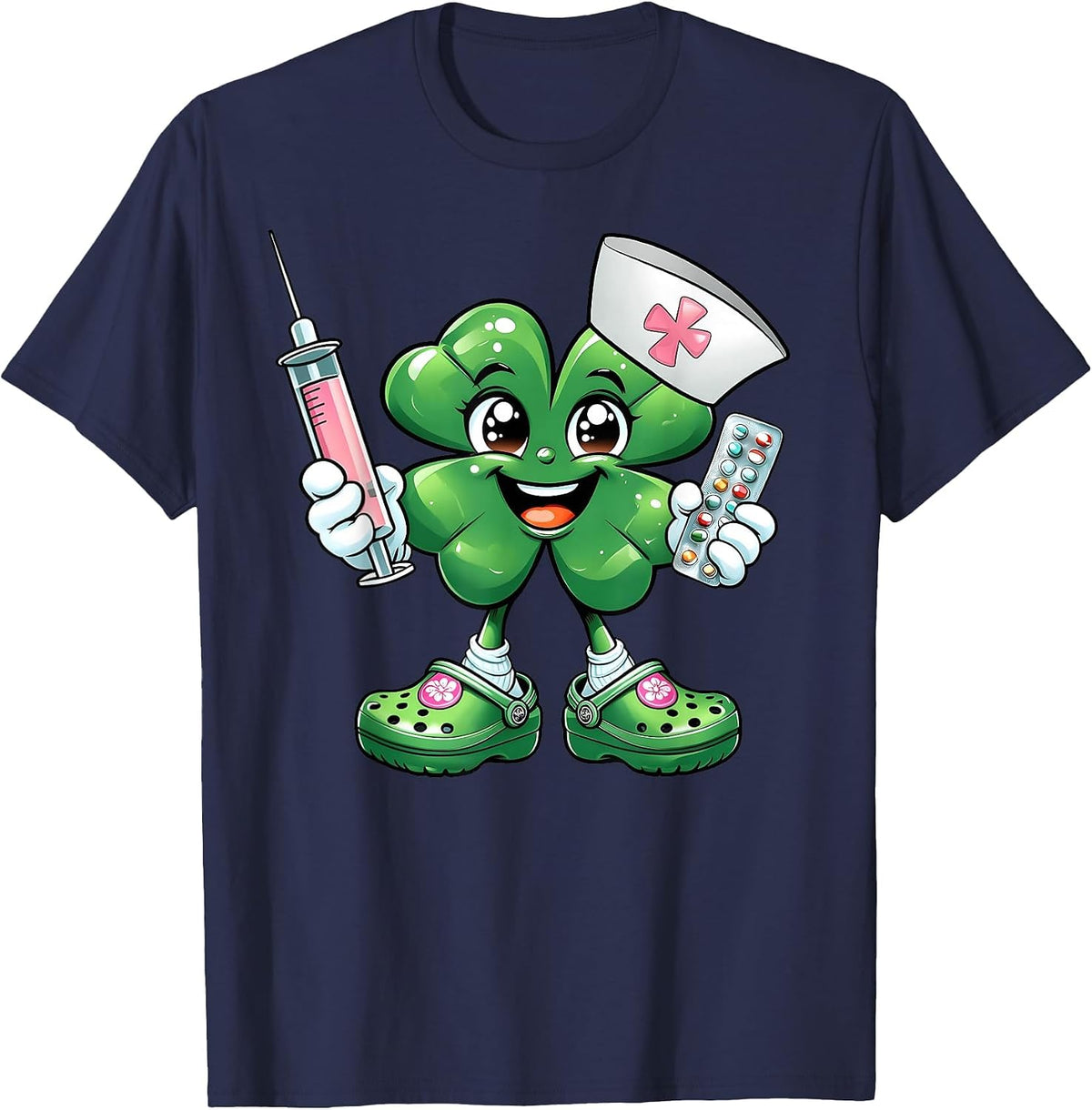 Saint Pattys Scrub St Patricks Day Nurse Shamrock Women T-Shirt - Navy Blue