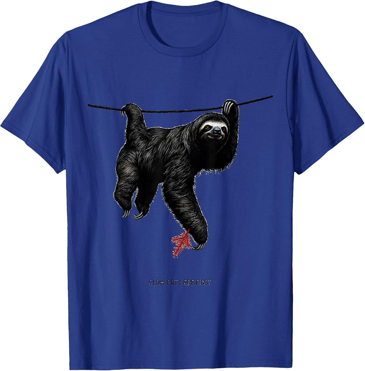 Men's Slow Got Here First Funny Sloth Christmas Humor Sloth Lover T-Shirt - Royal Blue