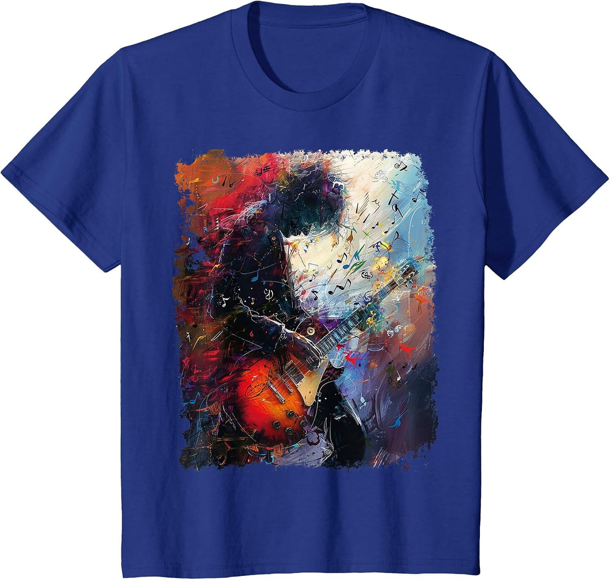 Electric Guitar Rock Band Gutarist I Love Music T-Shirt - Royal Blue