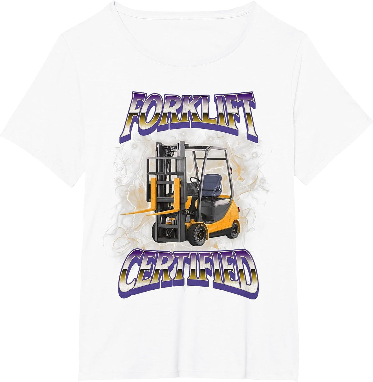 Forklift Certified Funny Hard Fork Lift Meme Bootleg T-Shirt - White