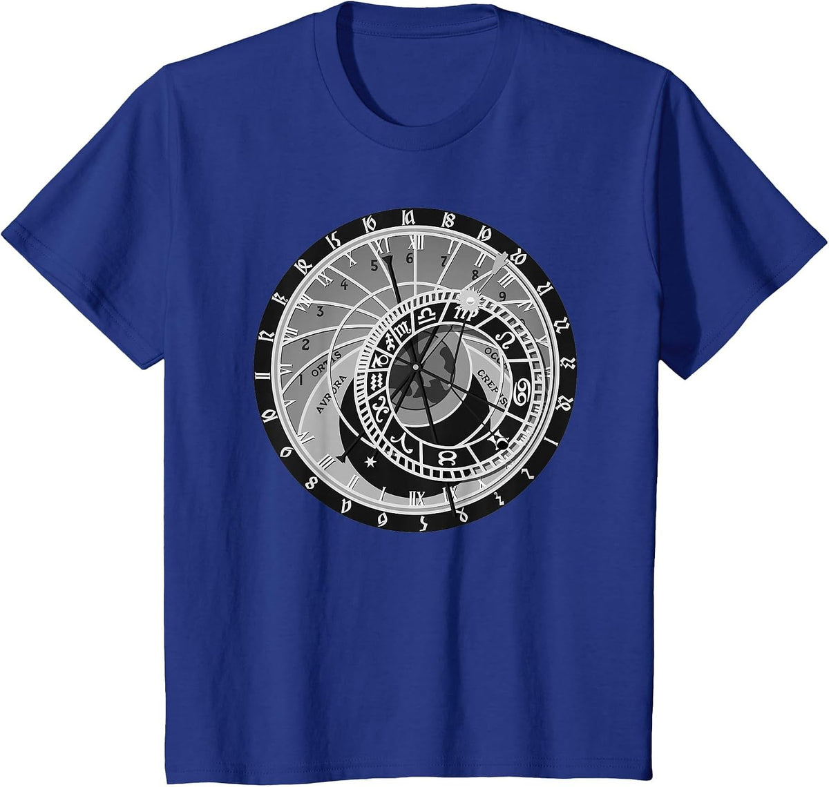 Prague Astronomical Clock T-Shirt Astrology Tee T-Shirt - Royal Blue