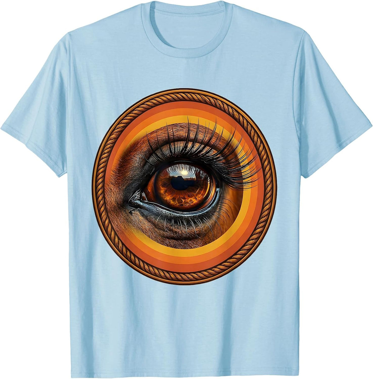 Men's Horse Eye Close-Up Long Lashes Western Graphic T-Shirt - Baby Blue