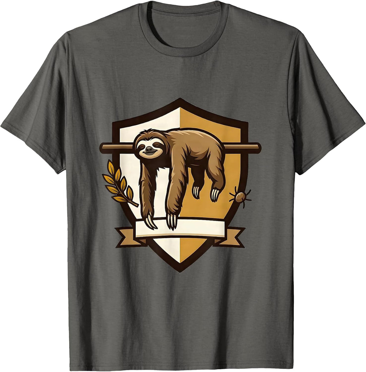 Men's Sloth Mascot Chill Humor Novelty Gift T-Shirt - Asphalt Grey