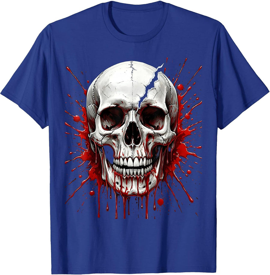 Graffiti Skull Melting Dripping Paint Art Design T-Shirt - Royal Blue