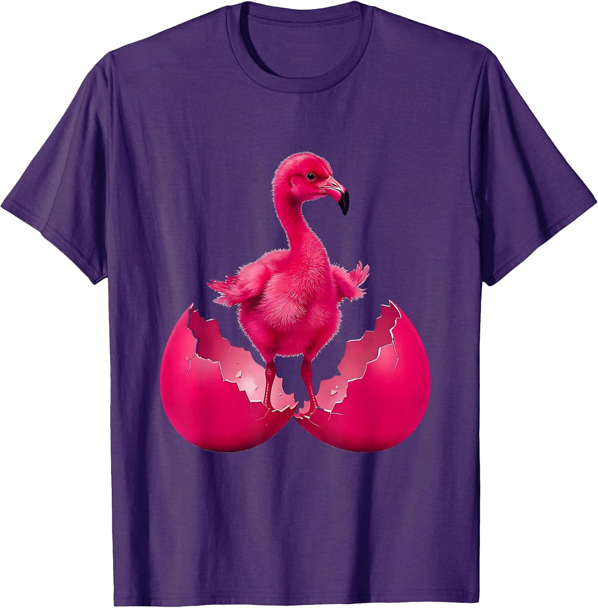 Baby Flamingo Hatching From Egg Graphic T-Shirt - Purple