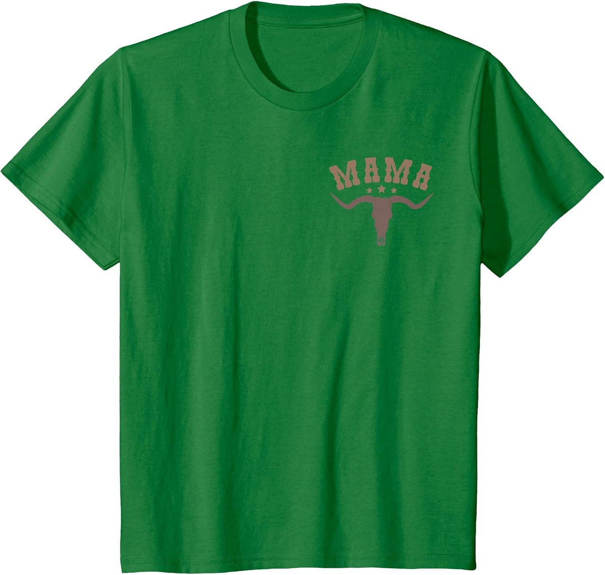 Mama Skull Highland Cow Boy Western Rodeo Family Matching T-Shirt, Youth, Kelly Green, Large - As Pictured
