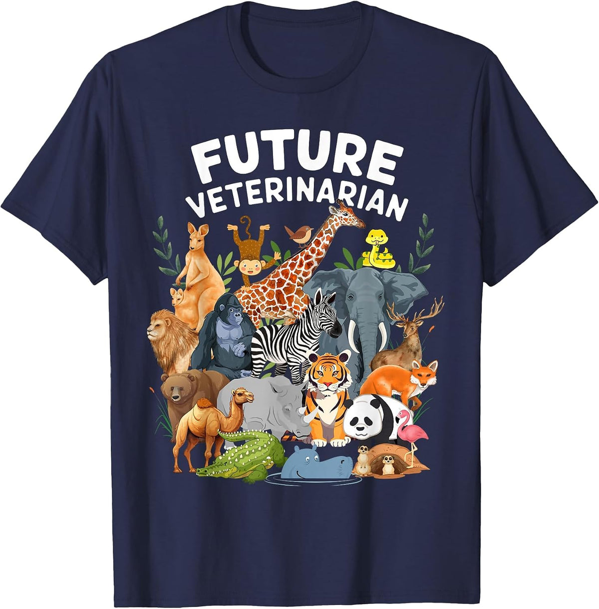 Men Women Kids Future Veterinarian Wildlife Animals Lovers T-Shirt - Navy Blue