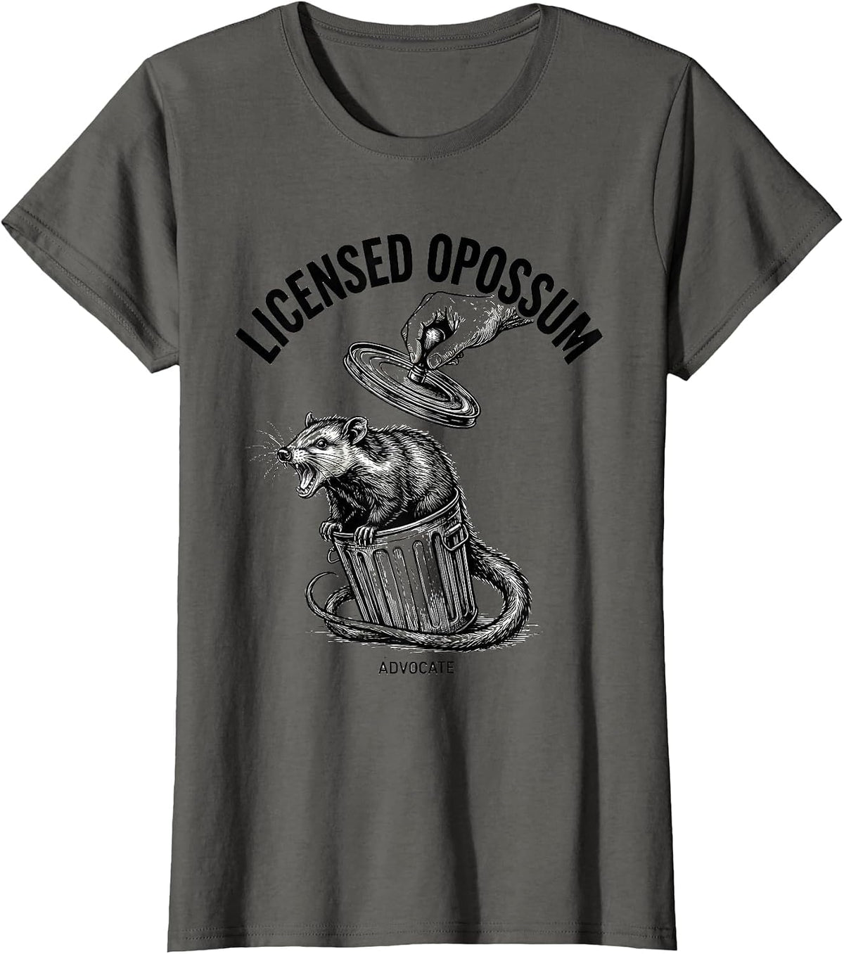 Women's Licensed Opossum Advocate Funny Possum Lover Meme Humor T-Shirt - Asphalt Grey