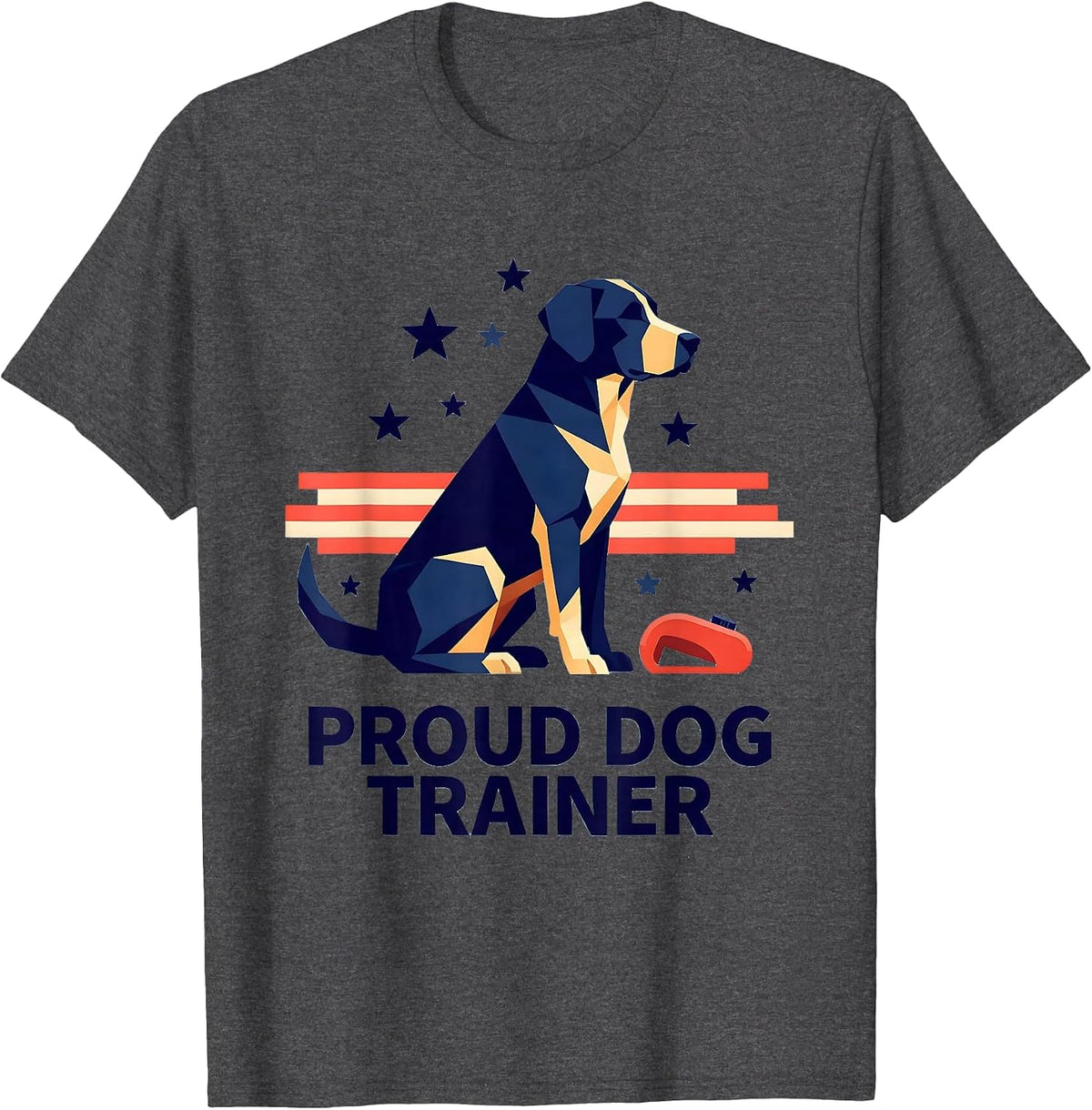 Men's Proud Dog Trainer Patriotic American Flag Occupational Pride T-Shirt - Dark Heather Grey