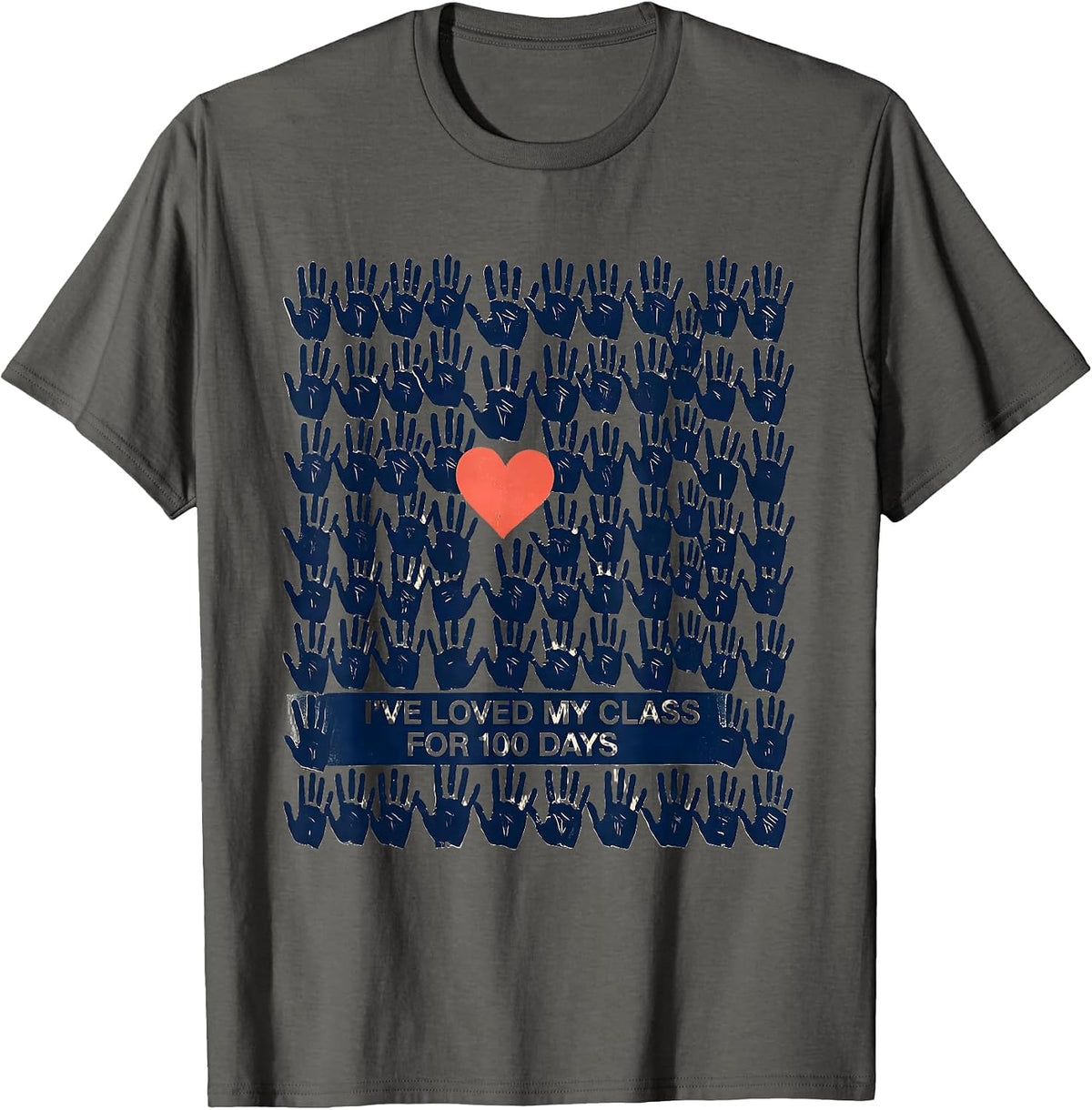 I've Loved My Class For 100 Days Linocut Teacher T-Shirt - Asphalt Grey
