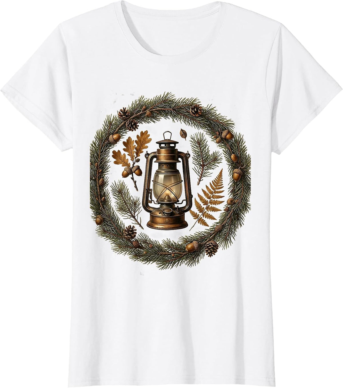 Old Lantern Hunting Cabin Rustic Wilderness Art T-Shirt - White