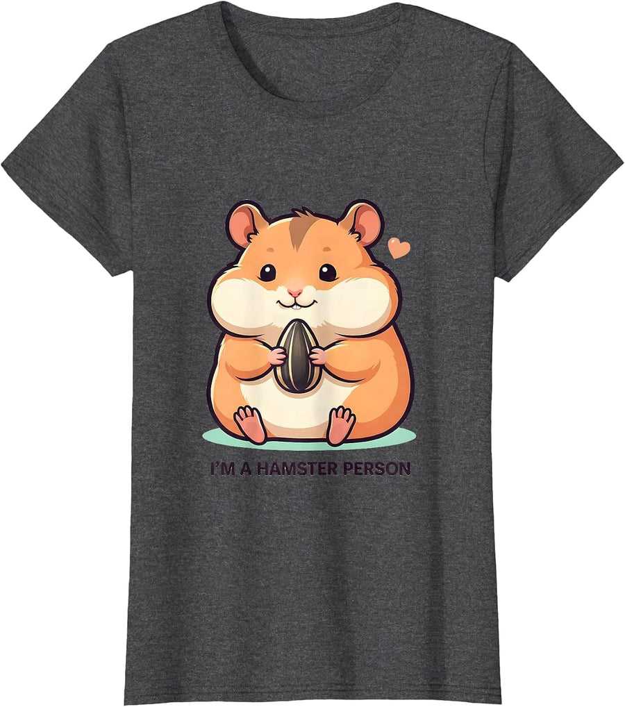 Women's I'm A Hamster Person Cute Kawaii Hamster Lover Gift T-Shirt - Dark Heather Grey