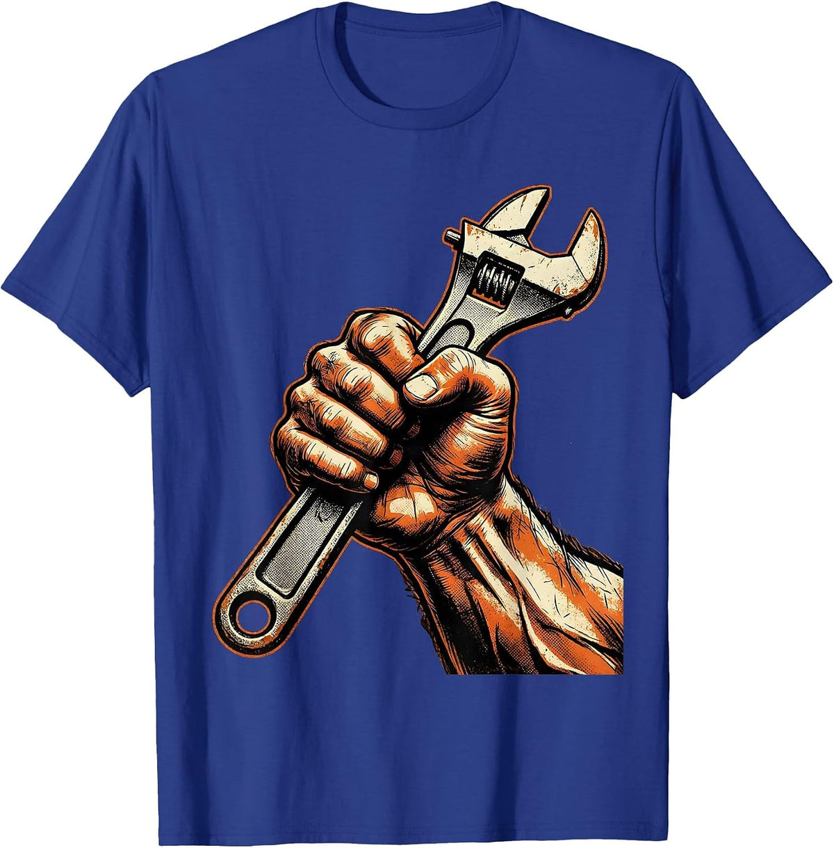 Mechanic Fist Wrench Graphic Tee T-Shirt - Royal Blue