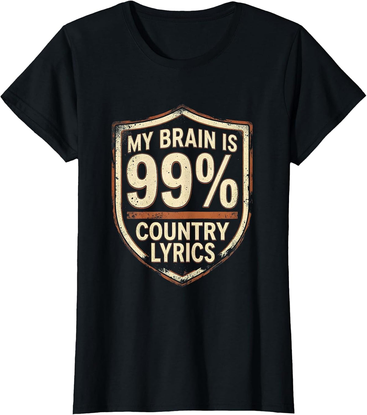 Women's My Brain Is 99 Percent Country Lyrics Funny Music Lover T-Shirt - Black