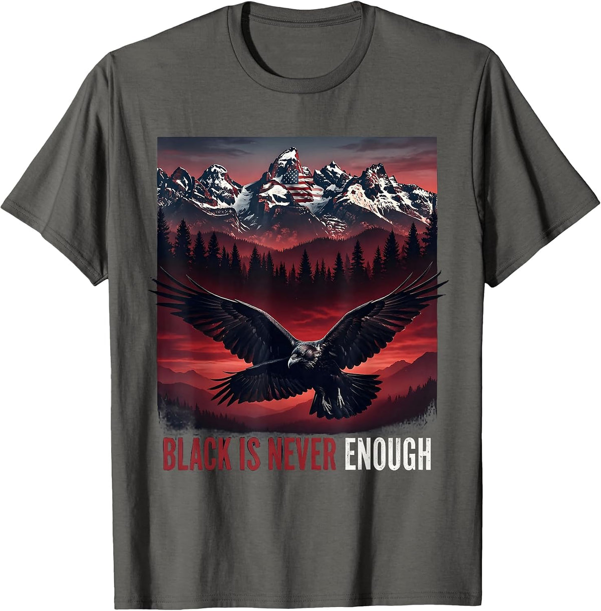 Black Is Never Enough Gothic Dark Aesthetic Design T-Shirt - Asphalt Grey