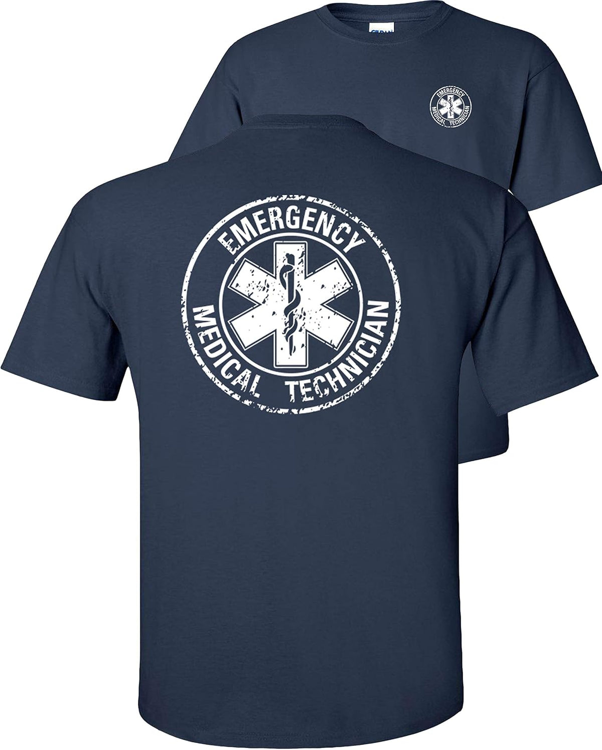 FAIR GAME EMT T-Shirt Emergency Medical Technician Circle Distressed - Navy