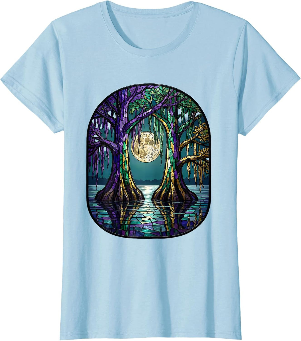 Mardi Gras Bayou Cypress Trees Spanish Moss T-Shirt - Baby Blue