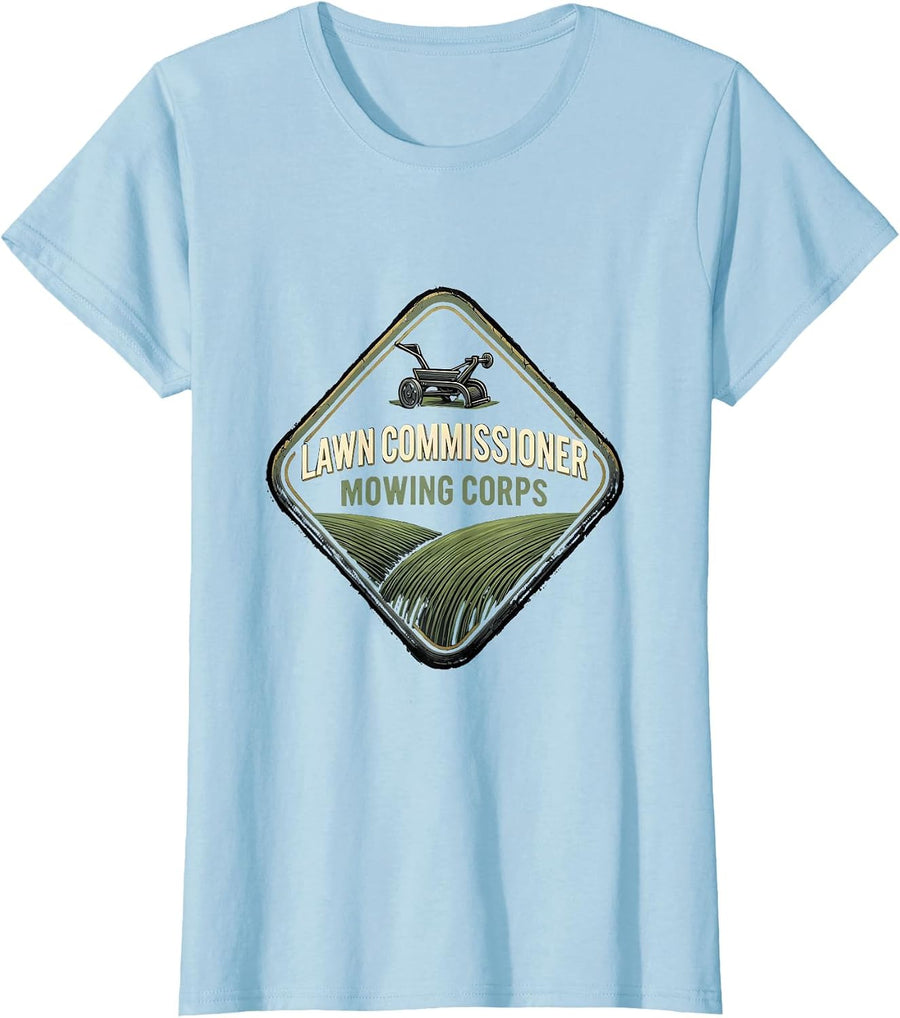 Women's Lawn Commissioner, Mowing Corps Vintage Lawn Mowing Dad T-Shirt - Baby Blue