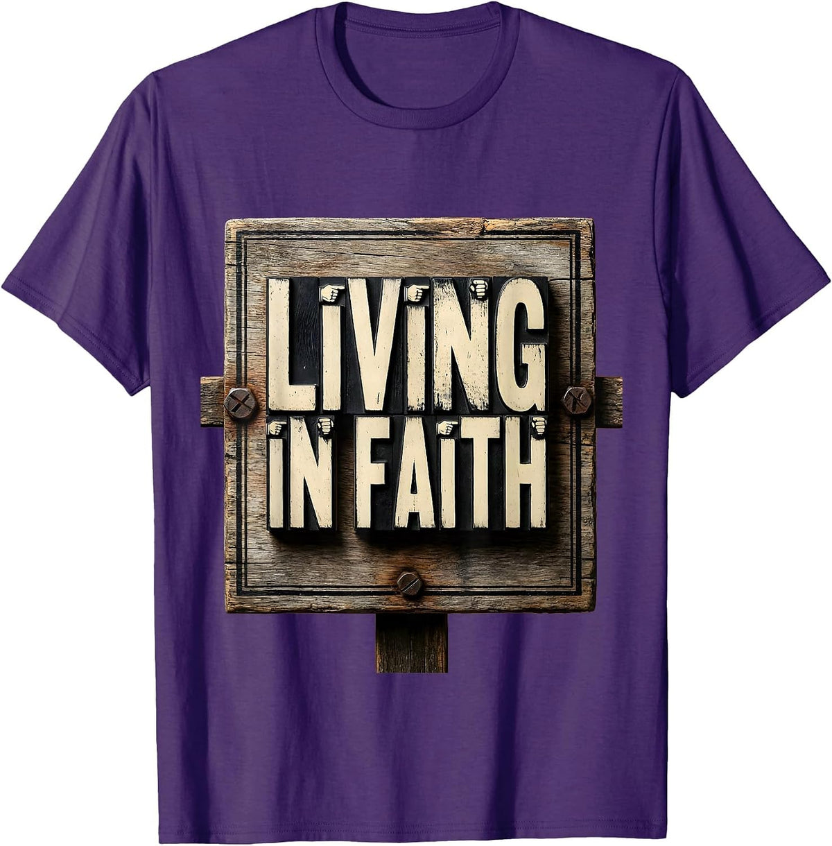 Living In Faith Faith Over Fear Inspirational Design T-Shirt - Purple