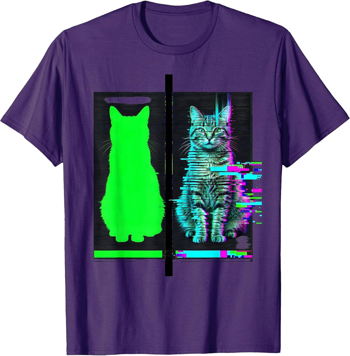 Men's Schrodingers Cat Glitch Humor Physics Nerd T-Shirt - Purple
