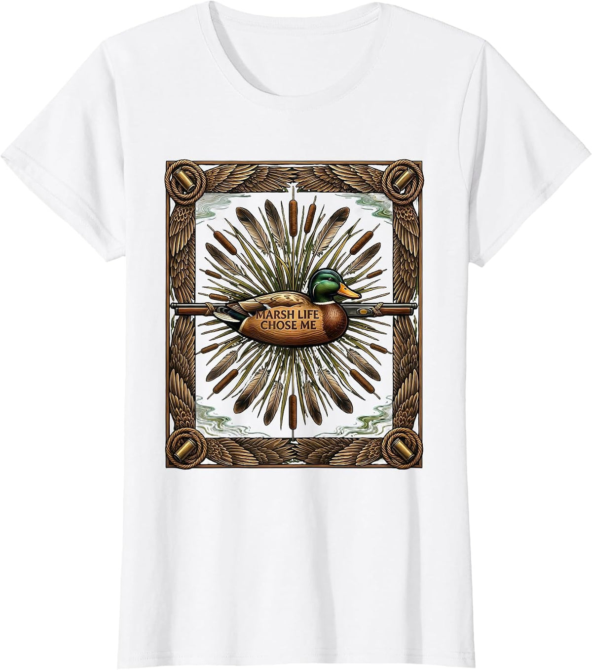 Marsh Life Chose Me Duck Camo Design T-Shirt - White