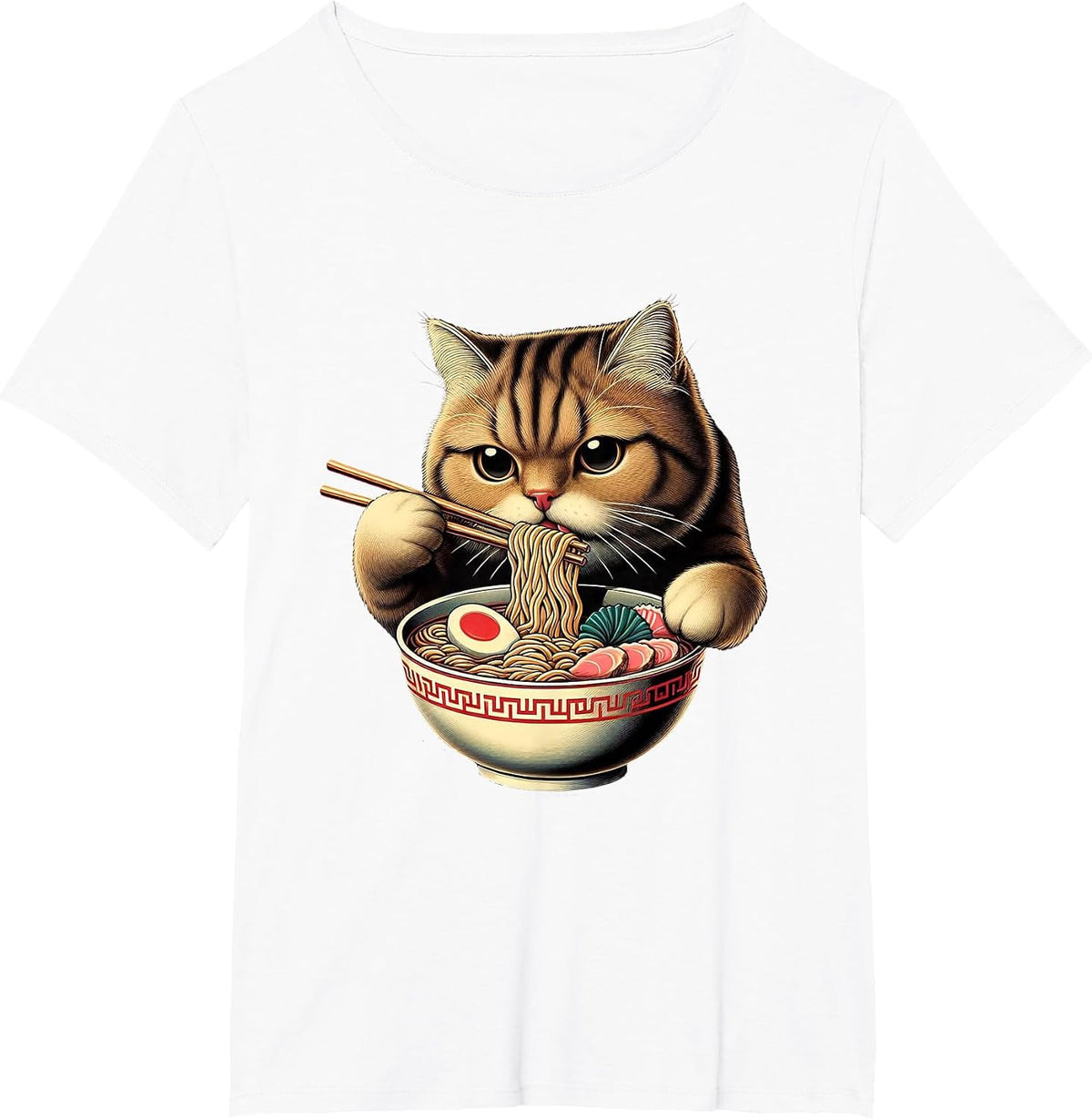 Ramen Cat Kawaii Neko Japanese Noodles Aesthetic Otaku Lover T-Shirt - White