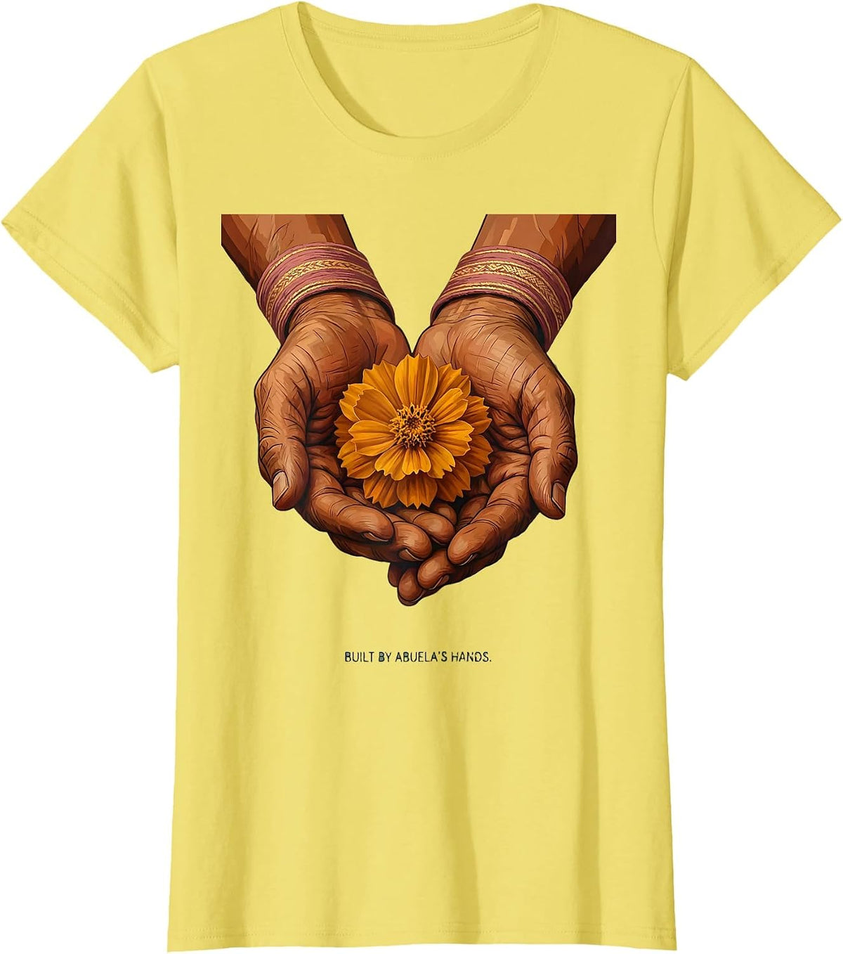 Built by Abuelas Hands Mexico Heritage Design T-Shirt - Lemon Yellow