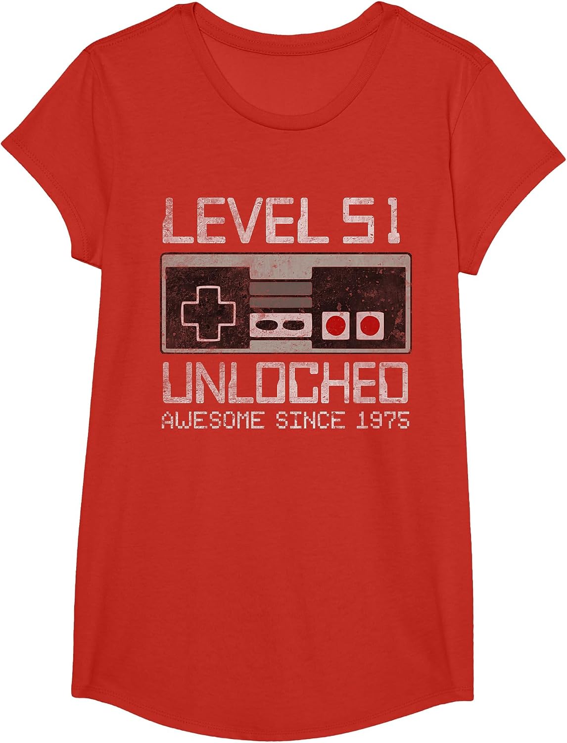 Level 51 Unlocked 51st Birthday 51 Year Old Video Gamer Men T-Shirt - Girls Red