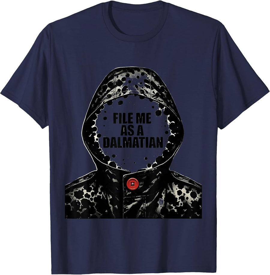 File Me As A Dalmatian Funny Lazy Halloween Costume Dog T-Shirt - Navy Blue