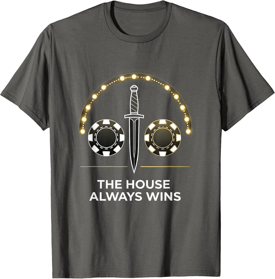 The House Always Wins Vintage Vegas Souvenir Trip T-Shirt - Asphalt Grey
